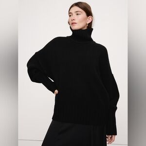 Banana Republic Italian Merino-Blend Turtleneck Sweater Black NWT